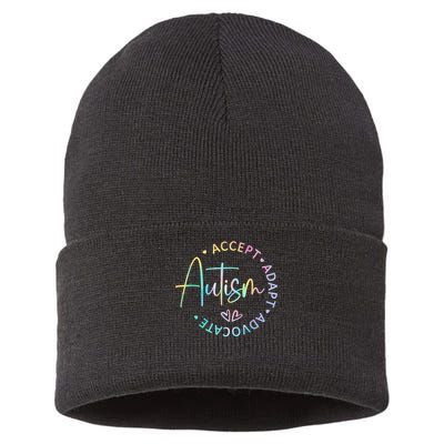 Autism Awareness Accept Adapt Advocate Autism  Sustainable Knit Beanie