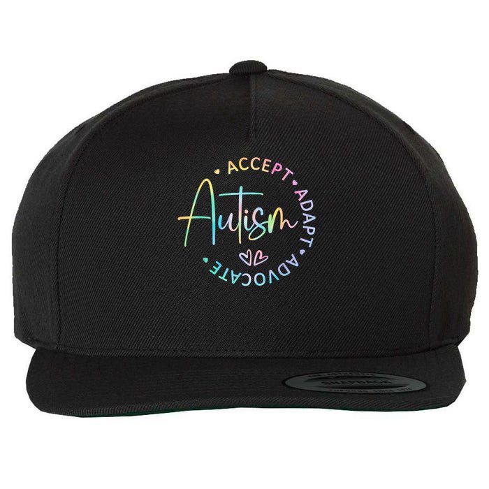 Autism Awareness Accept Adapt Advocate Autism  Wool Snapback Cap