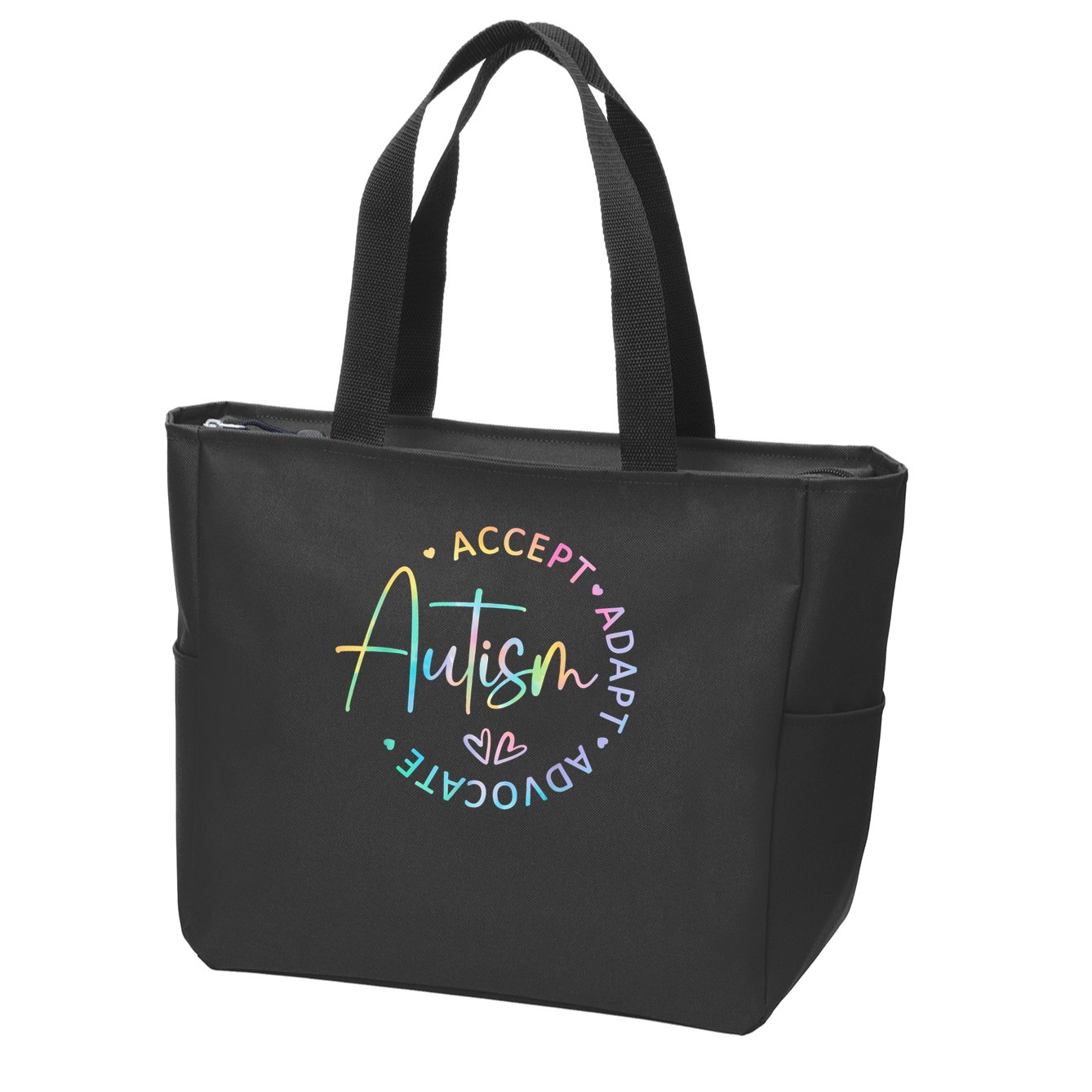Autism Awareness Accept Adapt Advocate Autism  Zip Tote Bag