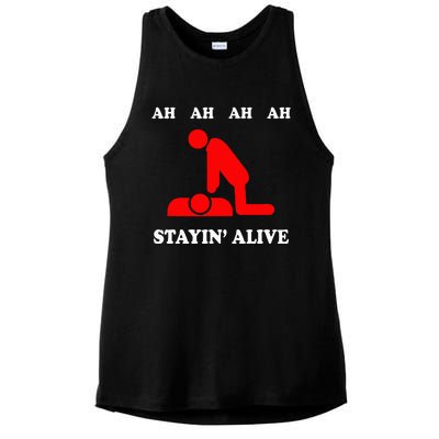 Ah Ah Ah Stayin Alive Cpr Ladies PosiCharge Tri-Blend Wicking Tank