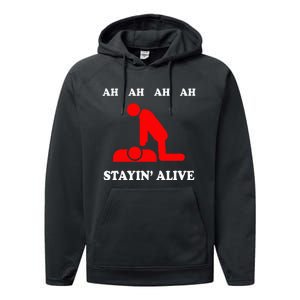 Ah Ah Ah Stayin Alive Cpr Performance Fleece Hoodie