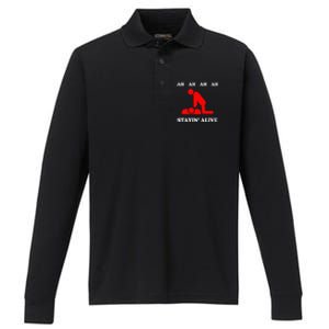 Ah Ah Ah Stayin Alive Cpr Performance Long Sleeve Polo