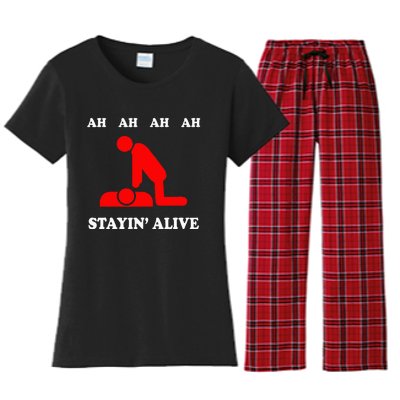 Ah Ah Ah Stayin Alive Cpr Women's Flannel Pajama Set