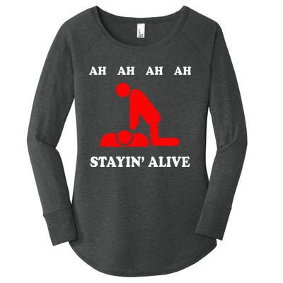 Ah Ah Ah Stayin Alive Cpr Women's Perfect Tri Tunic Long Sleeve Shirt