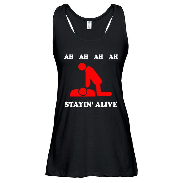 Ah Ah Ah Stayin Alive Cpr Ladies Essential Flowy Tank