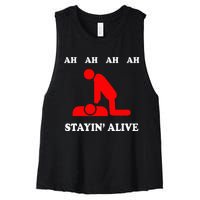 Ah Ah Ah Stayin Alive Cpr Women's Racerback Cropped Tank