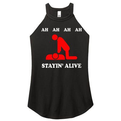 Ah Ah Ah Stayin Alive Cpr Women's Perfect Tri Rocker Tank