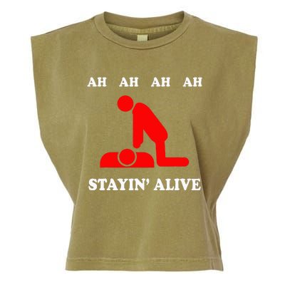 Ah Ah Ah Stayin Alive Cpr Garment-Dyed Women's Muscle Tee