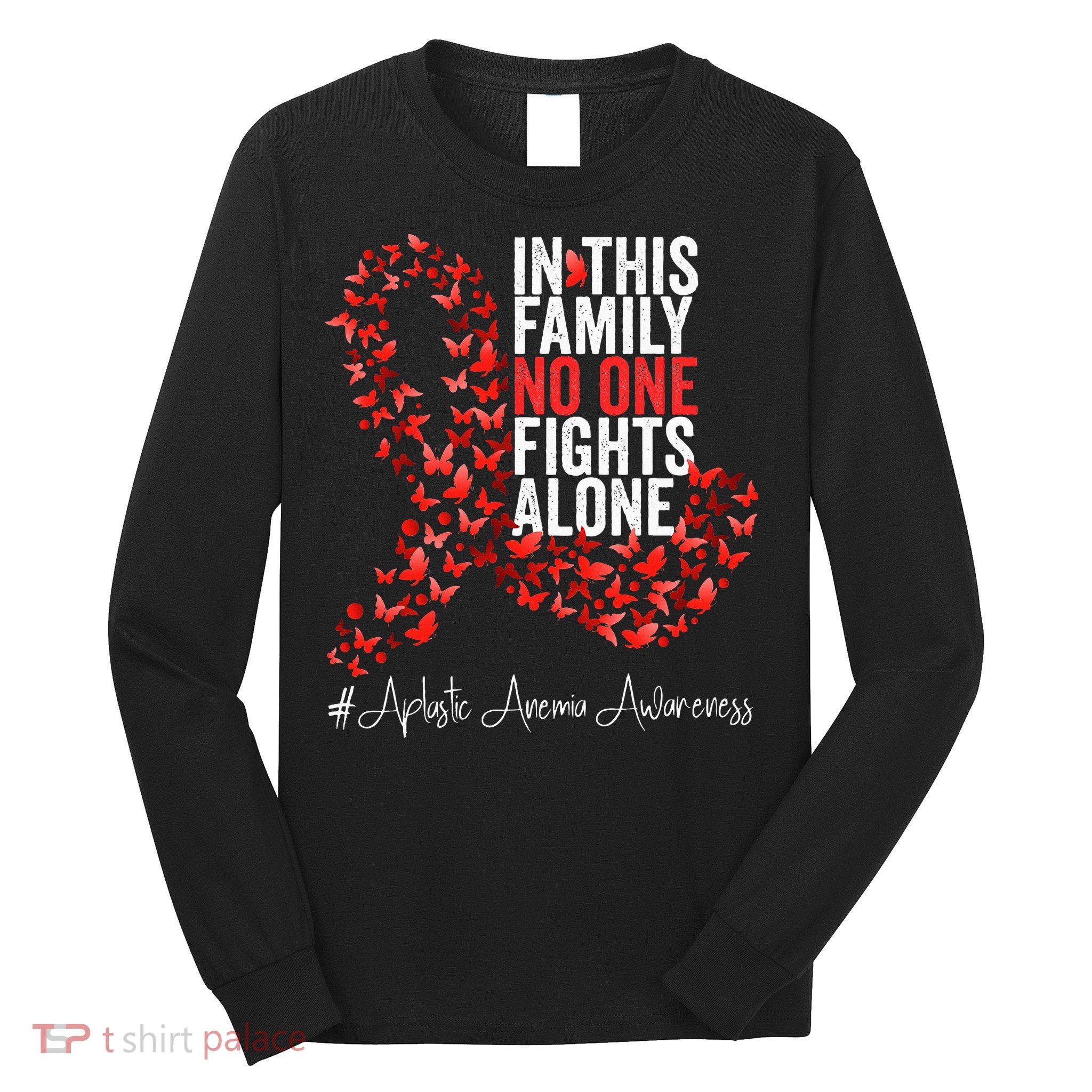 Aplastic Anemia Awareness Month Red Ribbon Long Sleeve Shirt