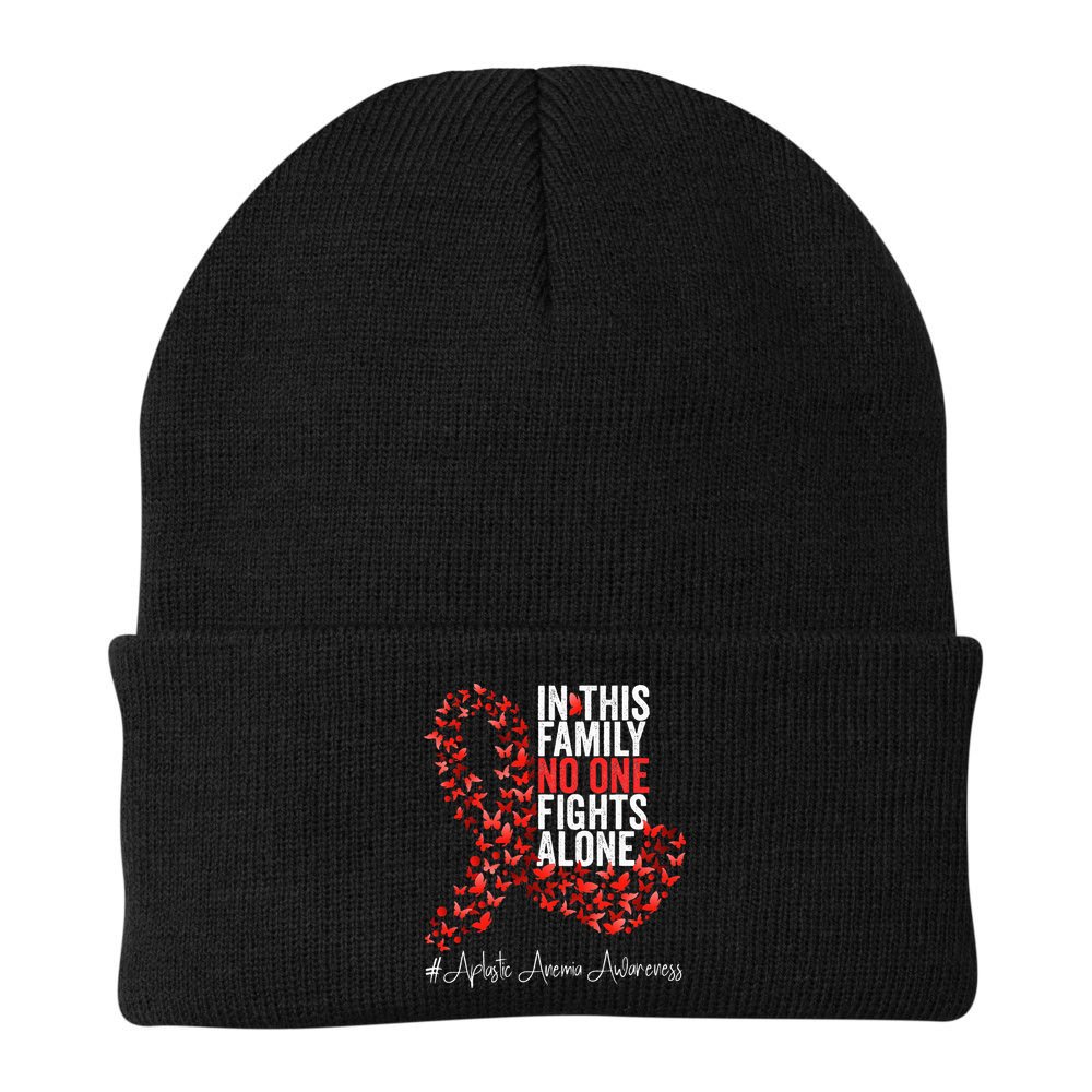 Aplastic Anemia Awareness Month Red Ribbon Beanie