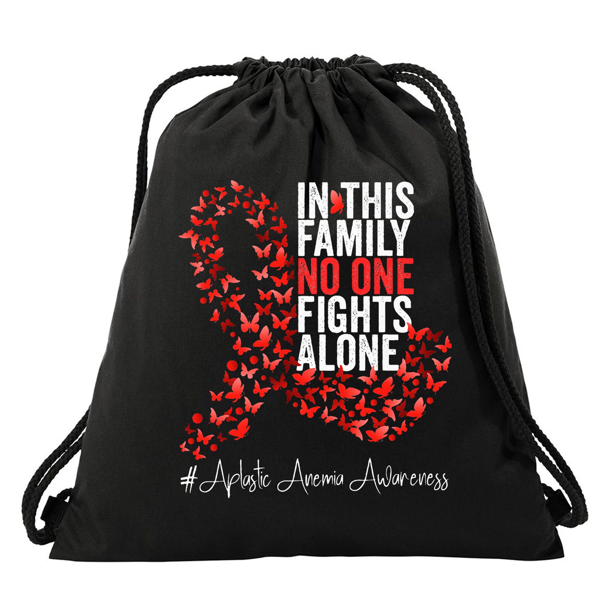 Aplastic Anemia Awareness Month Red Ribbon Drawstring Bag