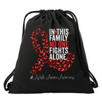 Aplastic Anemia Awareness Month Red Ribbon Drawstring Bag