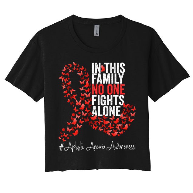 Aplastic Anemia Awareness Month Red Ribbon Women's Crop Top Tee