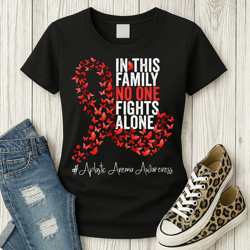 Aplastic Anemia Awareness Month Red Ribbon Womens T-Shirt