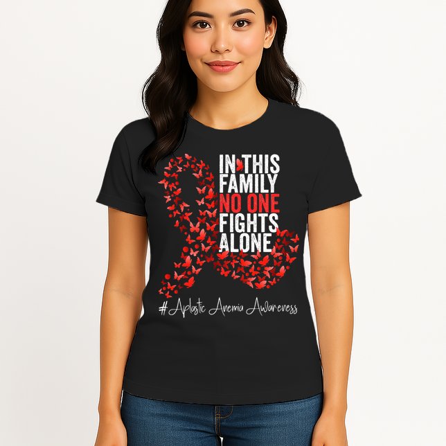 Aplastic Anemia Awareness Month Red Ribbon Womens T-Shirt