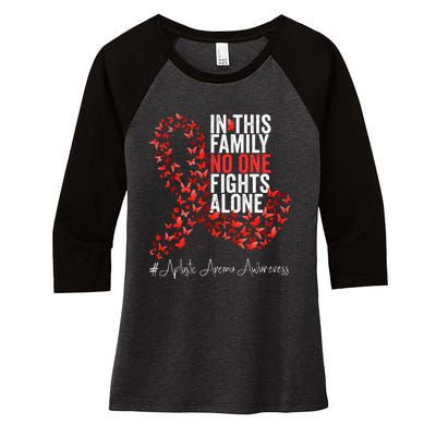 Aplastic Anemia Awareness Month Red Ribbon Women's Tri-Blend 3/4-Sleeve Raglan Shirt