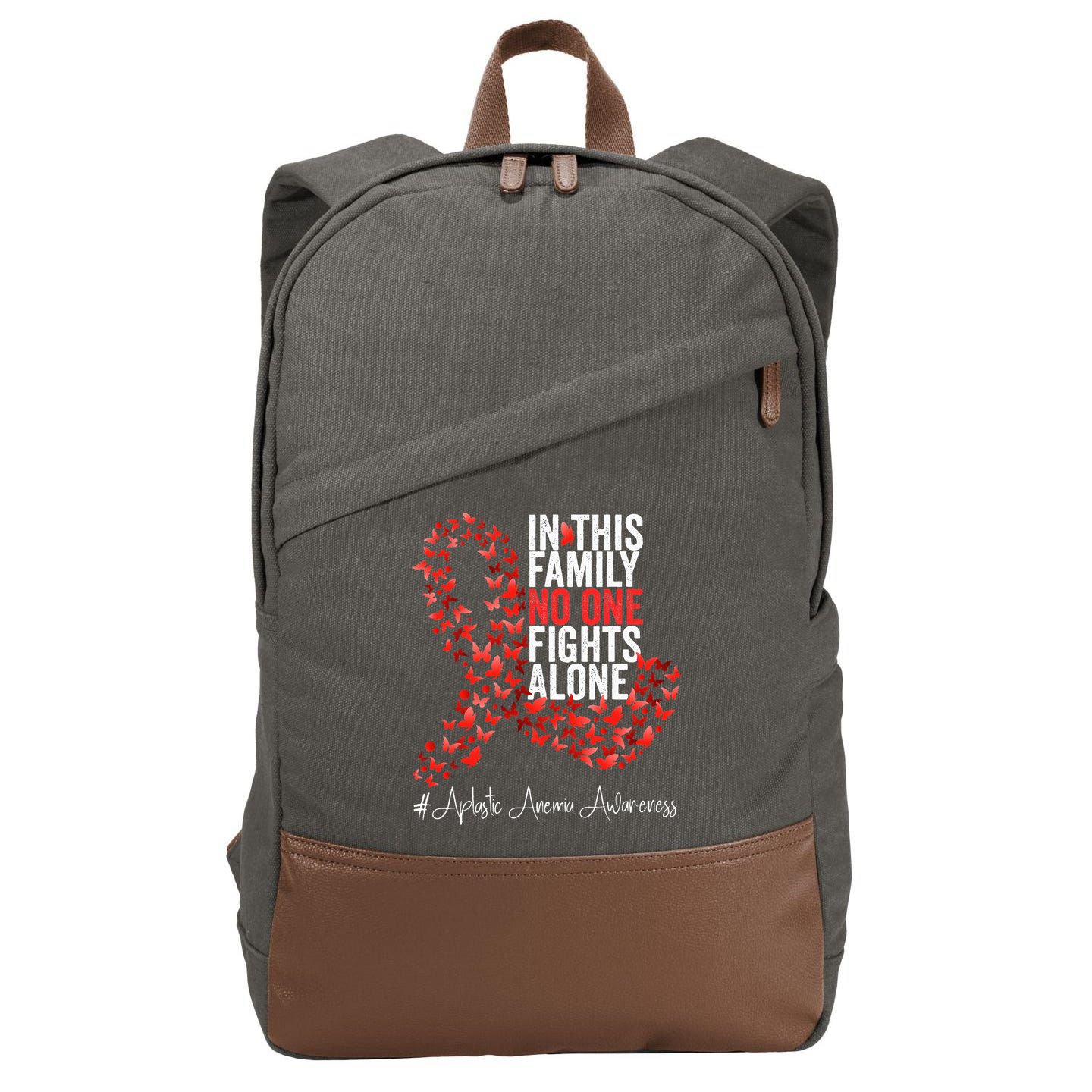 Aplastic Anemia Awareness Month Red Ribbon Cotton Canvas Backpack
