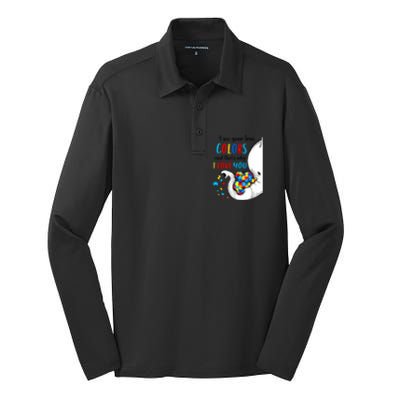 Autism Awareness Acceptance I See Your True Colors Silk Touch Performance Long Sleeve Polo