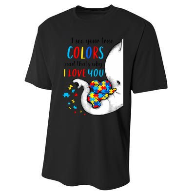 Autism Awareness Acceptance I See Your True Colors Performance Sprint T-Shirt