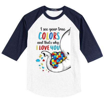 Autism Awareness Acceptance I See Your True Colors Baseball Sleeve Shirt