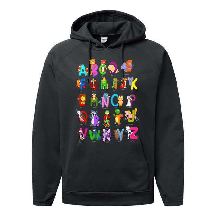 Alphabet Animal ABCs Learning Kindergarten School Teacher Performance Fleece Hoodie