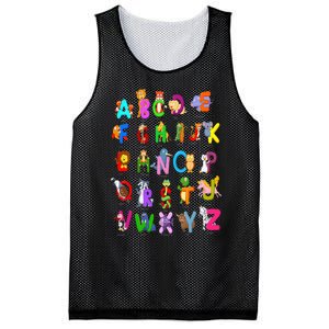 Alphabet Animal ABCs Learning Kindergarten School Teacher Mesh Reversible Basketball Jersey Tank