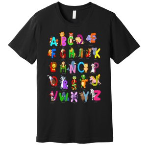 Alphabet Animal ABCs Learning Kindergarten School Teacher Premium T-Shirt