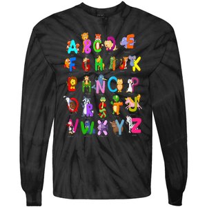 Alphabet Animal ABCs Learning Kindergarten School Teacher Tie-Dye Long Sleeve Shirt