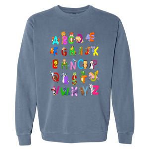 Alphabet Animal ABCs Learning Kindergarten School Teacher Garment-Dyed Sweatshirt