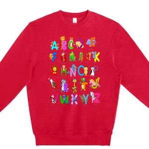 Alphabet Animal ABCs Learning Kindergarten School Teacher Premium Crewneck Sweatshirt