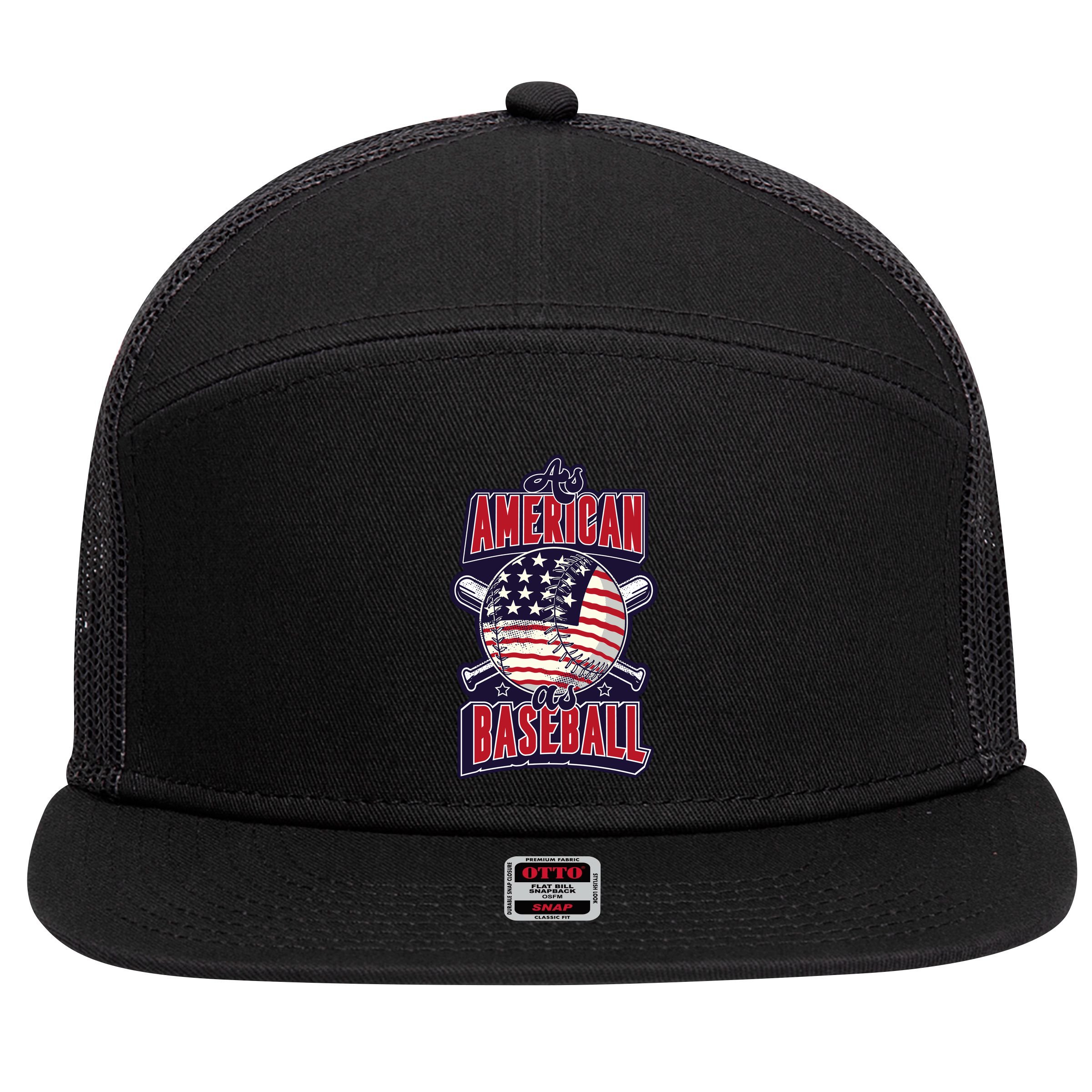 As American As Baseball 7 Panel Mesh Trucker Snapback Hat