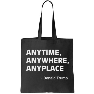 Anytime Anywhere Anyplace Trump 2024 Inspirational Tote Bag