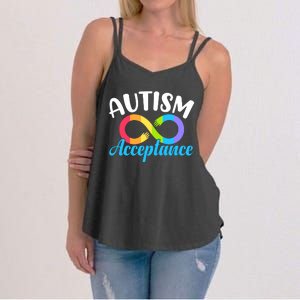 Autism Awareness Autism Red Instead Infinity Acceptance Women's Strappy Tank