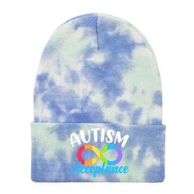 Autism Awareness Autism Red Instead Infinity Acceptance Tie Dye 12in Knit Beanie