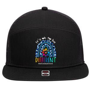 Autism Awareness Acceptance Its Ok To Be Different Funny Gift 7 Panel Mesh Trucker Snapback Hat