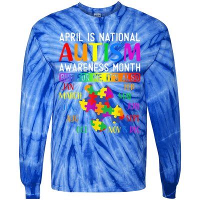 Autism Awareness - April is National Autism Awareness Month Tie-Dye Long Sleeve Shirt