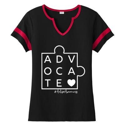 Advocate Autism Awareness Advocate Autism Support Accept Adapt Ladies Halftime Notch Neck Tee