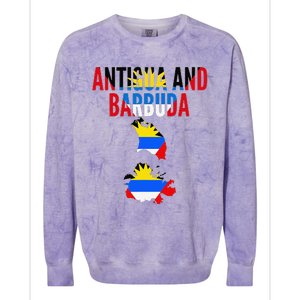 Antiguan Antigua And Barbuda Country Map Flag Colorblast Crewneck Sweatshirt