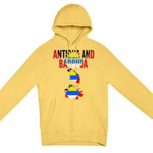 Antiguan Antigua And Barbuda Country Map Flag Premium Pullover Hoodie