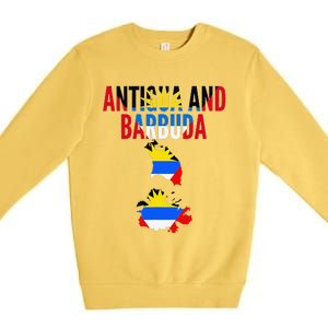 Antiguan Antigua And Barbuda Country Map Flag Premium Crewneck Sweatshirt