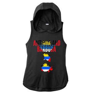 Antiguan Antigua And Barbuda Country Map Flag Ladies PosiCharge Tri-Blend Wicking Draft Hoodie Tank