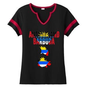 Antiguan Antigua And Barbuda Country Map Flag Ladies Halftime Notch Neck Tee