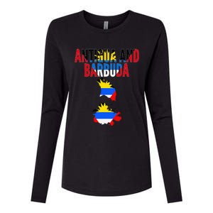 Antiguan Antigua And Barbuda Country Map Flag Womens Cotton Relaxed Long Sleeve T-Shirt