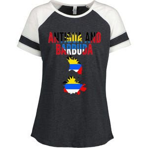 Antiguan Antigua And Barbuda Country Map Flag Enza Ladies Jersey Colorblock Tee