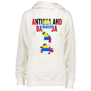 Antiguan Antigua And Barbuda Country Map Flag Womens Funnel Neck Pullover Hood