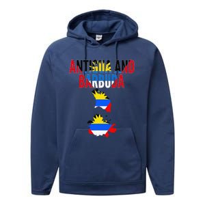 Antiguan Antigua And Barbuda Country Map Flag Performance Fleece Hoodie