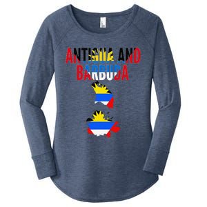 Antiguan Antigua And Barbuda Country Map Flag Women's Perfect Tri Tunic Long Sleeve Shirt