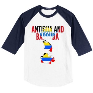 Antiguan Antigua And Barbuda Country Map Flag Baseball Sleeve Shirt