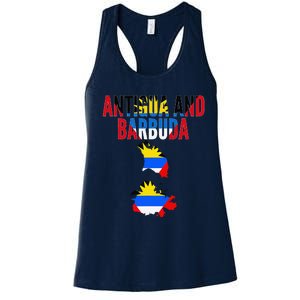 Antiguan Antigua And Barbuda Country Map Flag Women's Racerback Tank