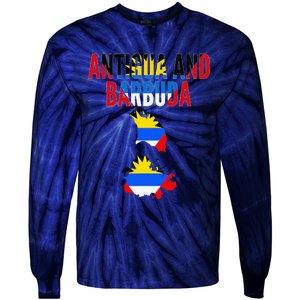 Antiguan Antigua And Barbuda Country Map Flag Tie-Dye Long Sleeve Shirt